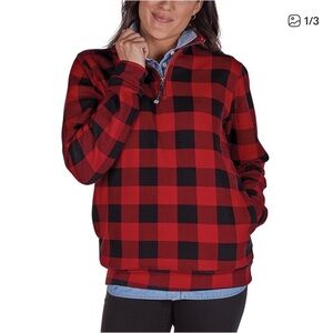 Buffalo Plaid 1/4 Zip Pullover with Pockets